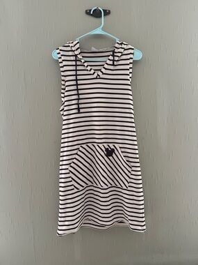 Junk Food Clothing Navy & White Striped Sleeveless Hoodie Dress